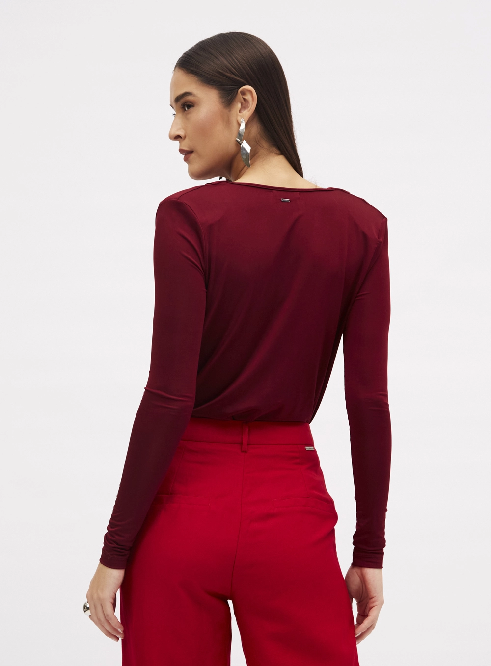 Blusa Ampla Decote U Degagê Bordô Bloodstone 3
