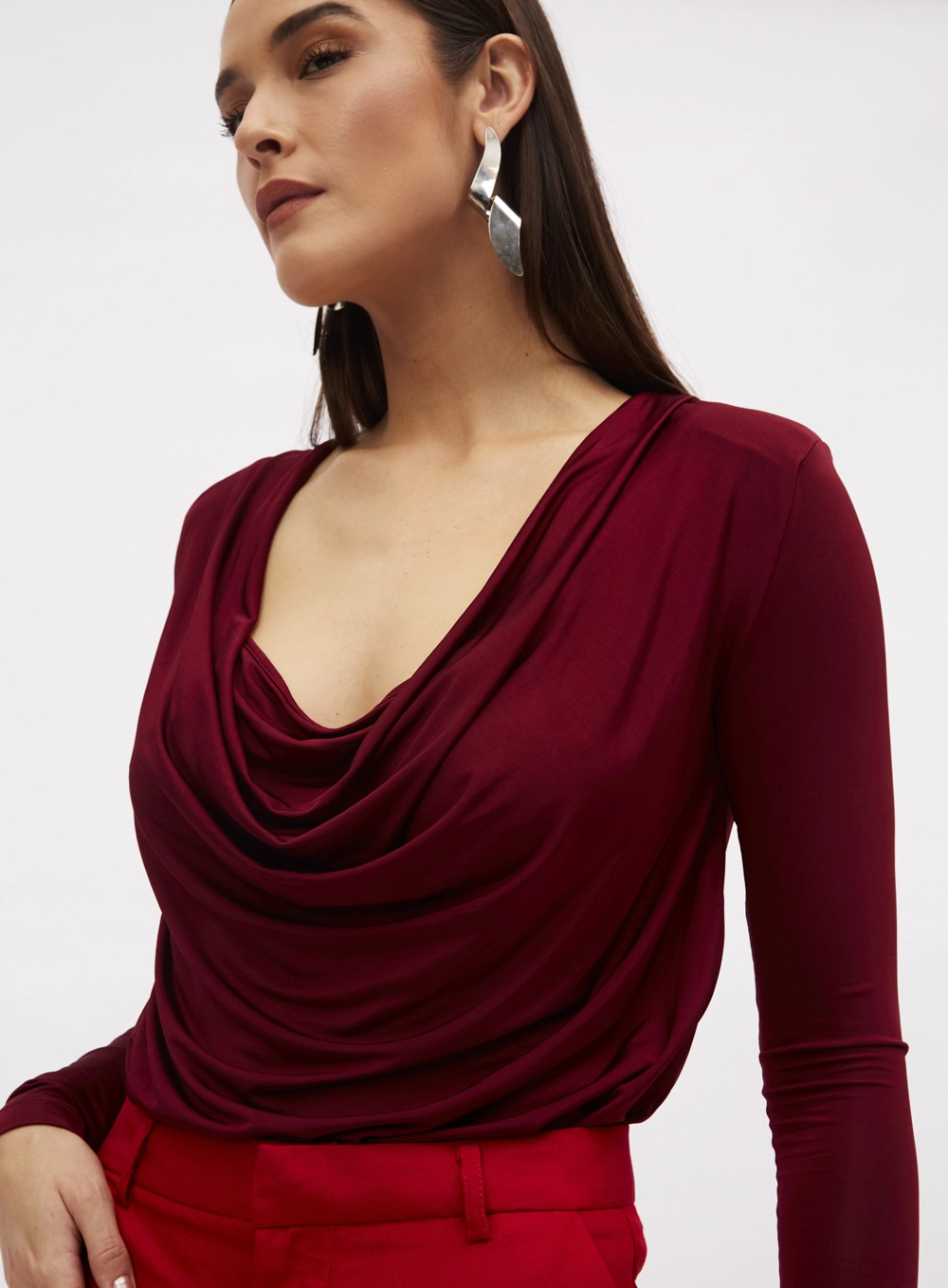 Blusa Ampla Decote U Degagê Bordô Bloodstone 4