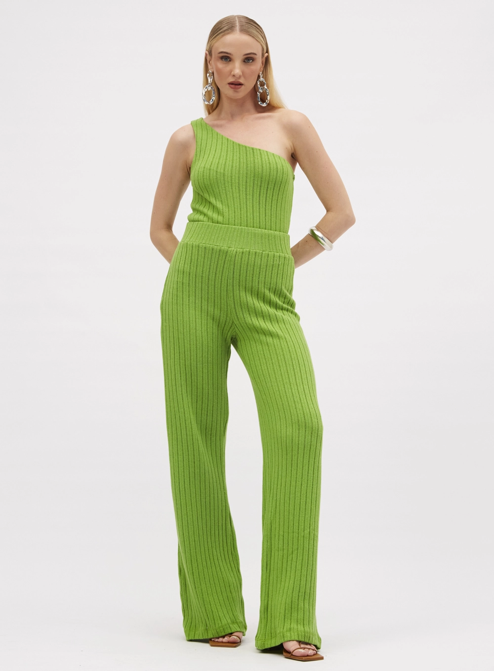 Blusa Canelada Ombro Unico Verde 1