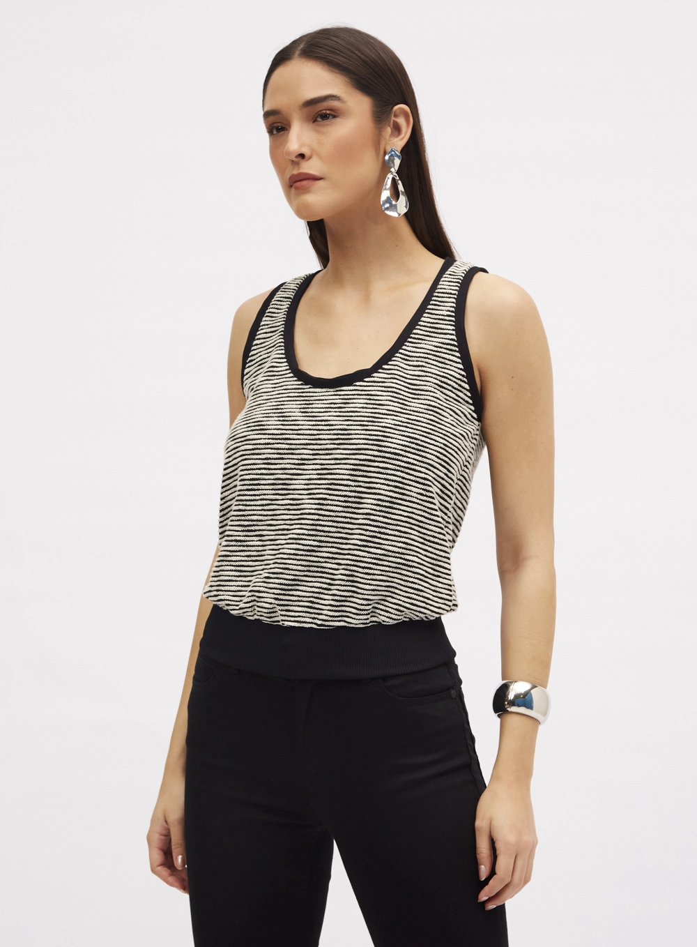 Blusa Comfort Listrada Com Textura Estampados 2