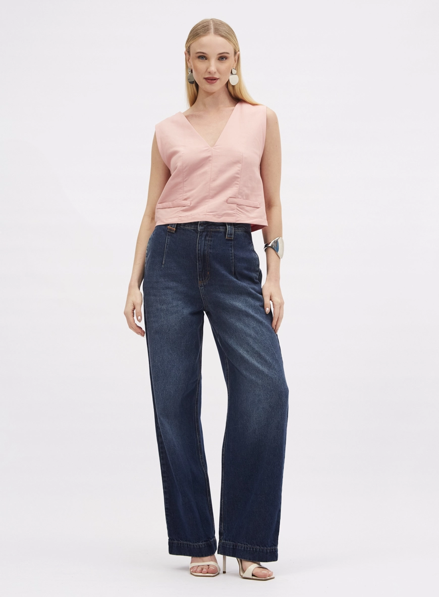 Blusa Comfort Decote V Rosa 1
