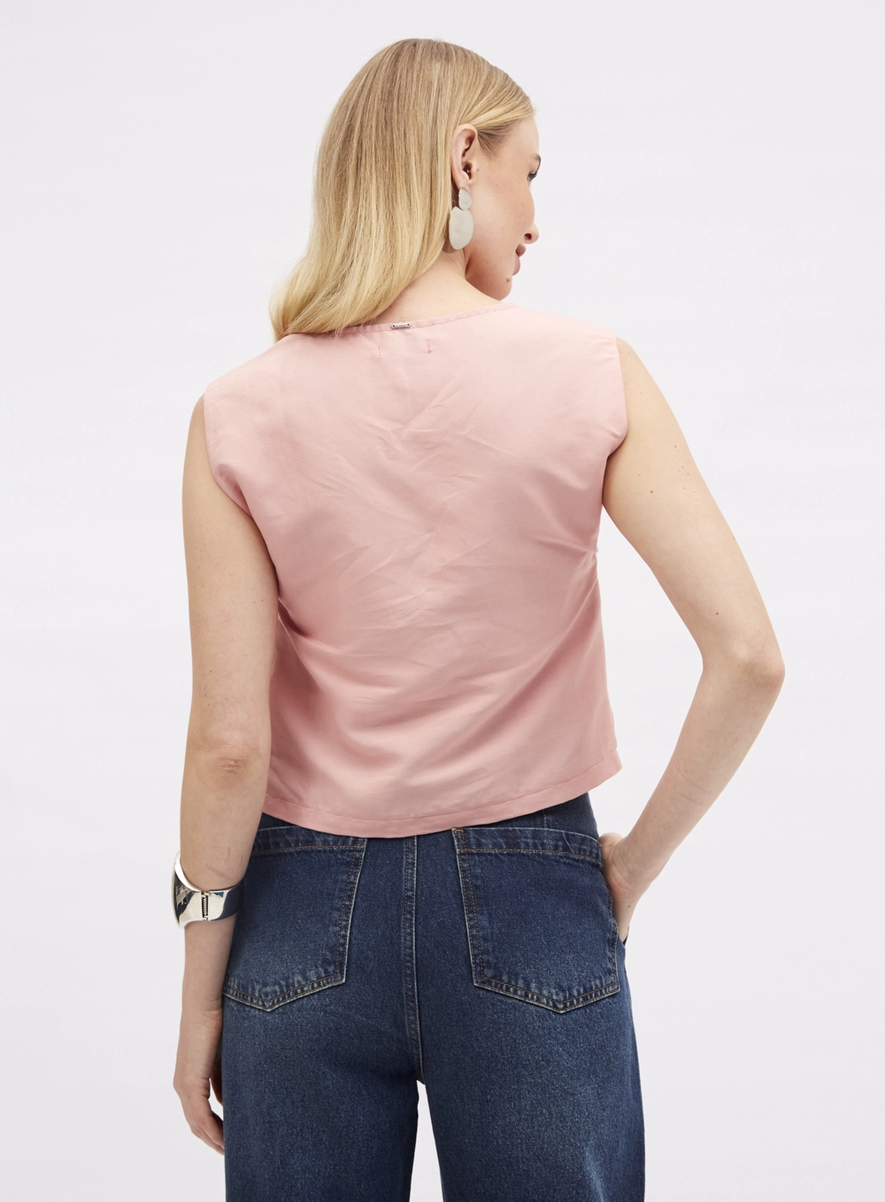 Blusa Comfort Decote V Rosa 3