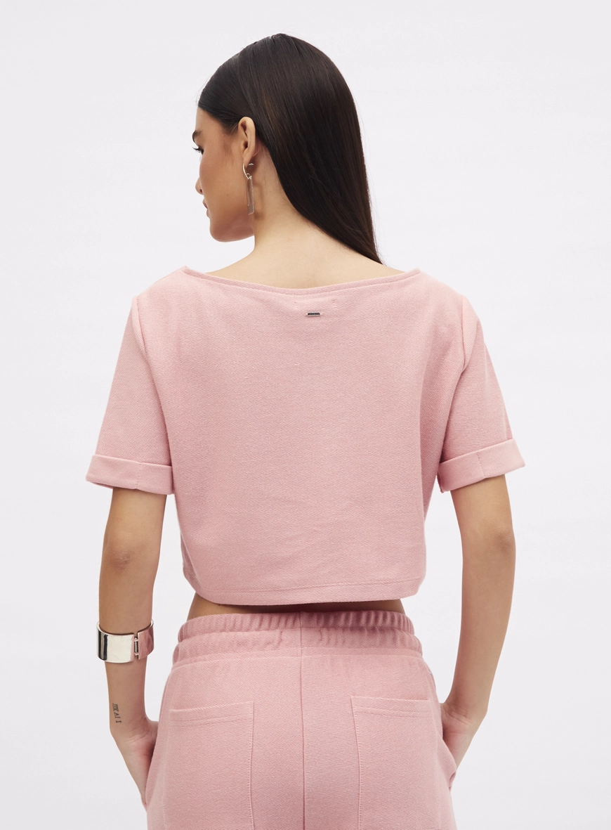 Blusa Comfort Com Manga Dobrada Rosa 3