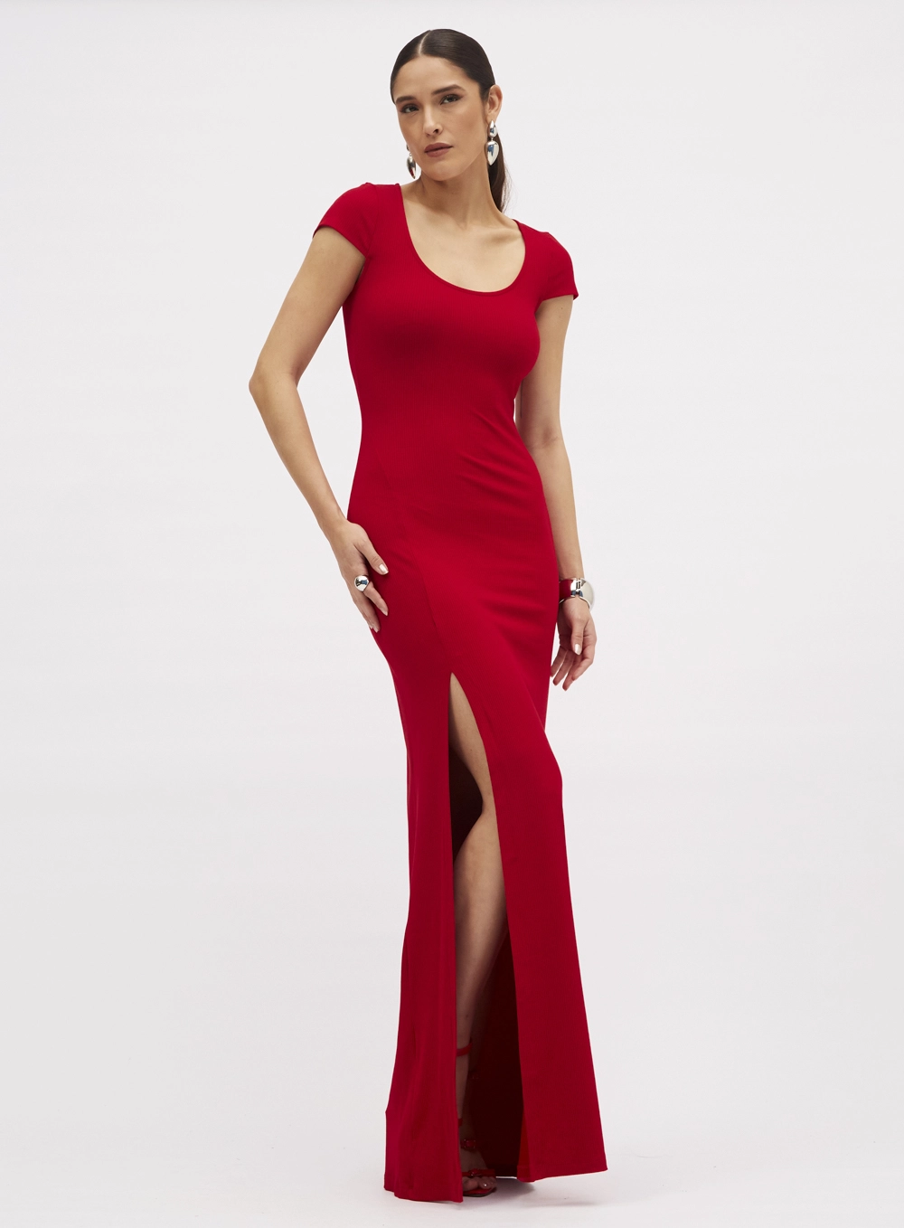 Vestido Canelado Vermelho 1