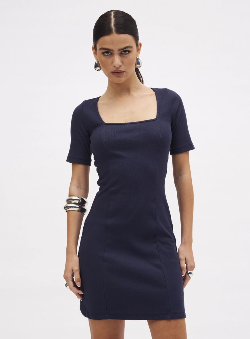 Vestido Canelado Azul 2