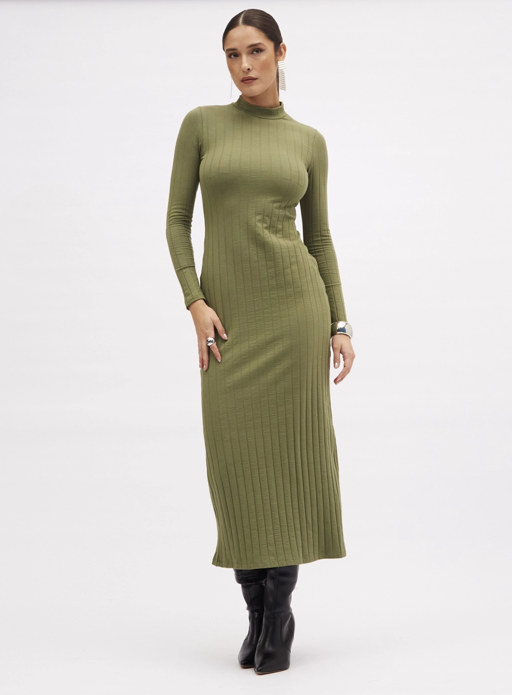 Vestido Canelado Verde 2