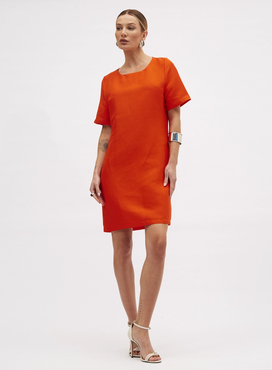 Vestido Linho Laranja 1