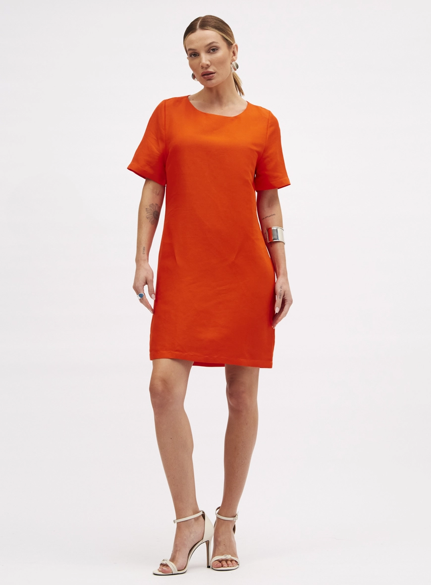 Vestido Linho Laranja 2