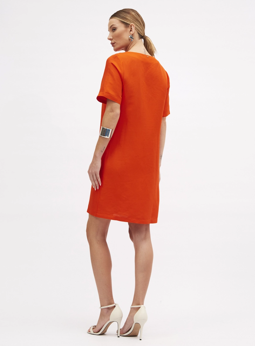 Vestido Linho Laranja 3