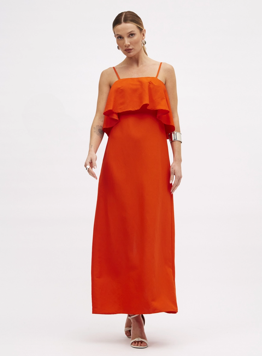 Vestido Linho Laranja 1