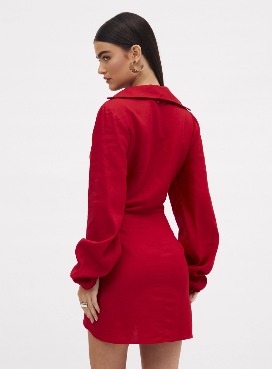 Vestido Linho Vermelho 3