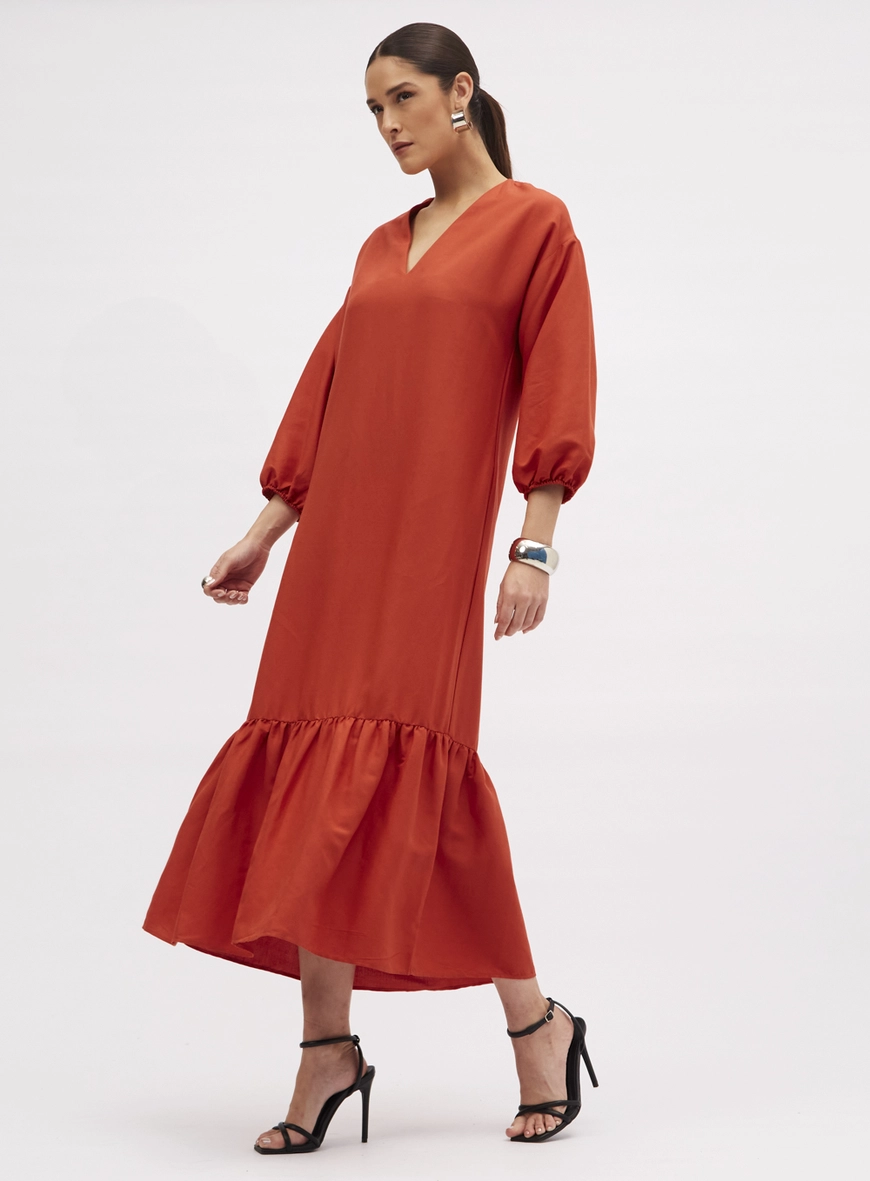 Vestido Linho Laranja 1