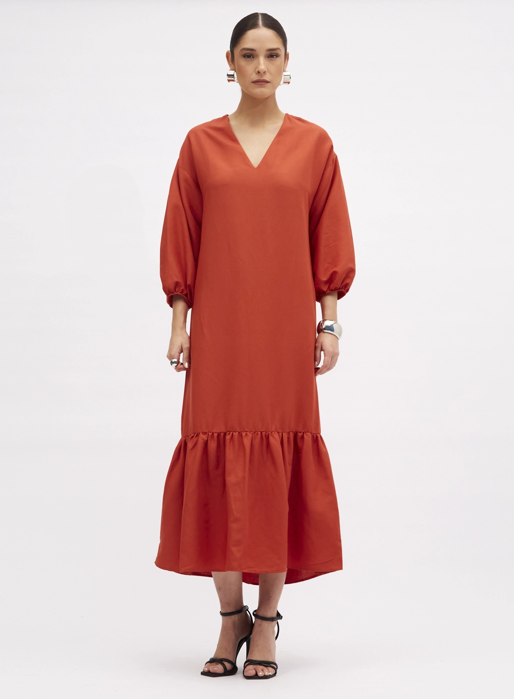Vestido Linho Laranja 2