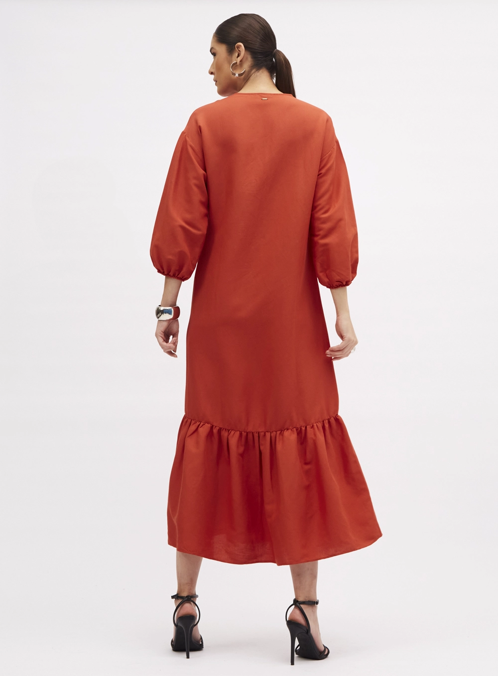 Vestido Linho Laranja 3