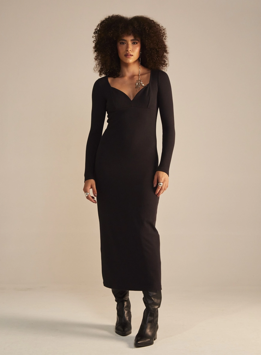 Vestido Canelado Preto 1