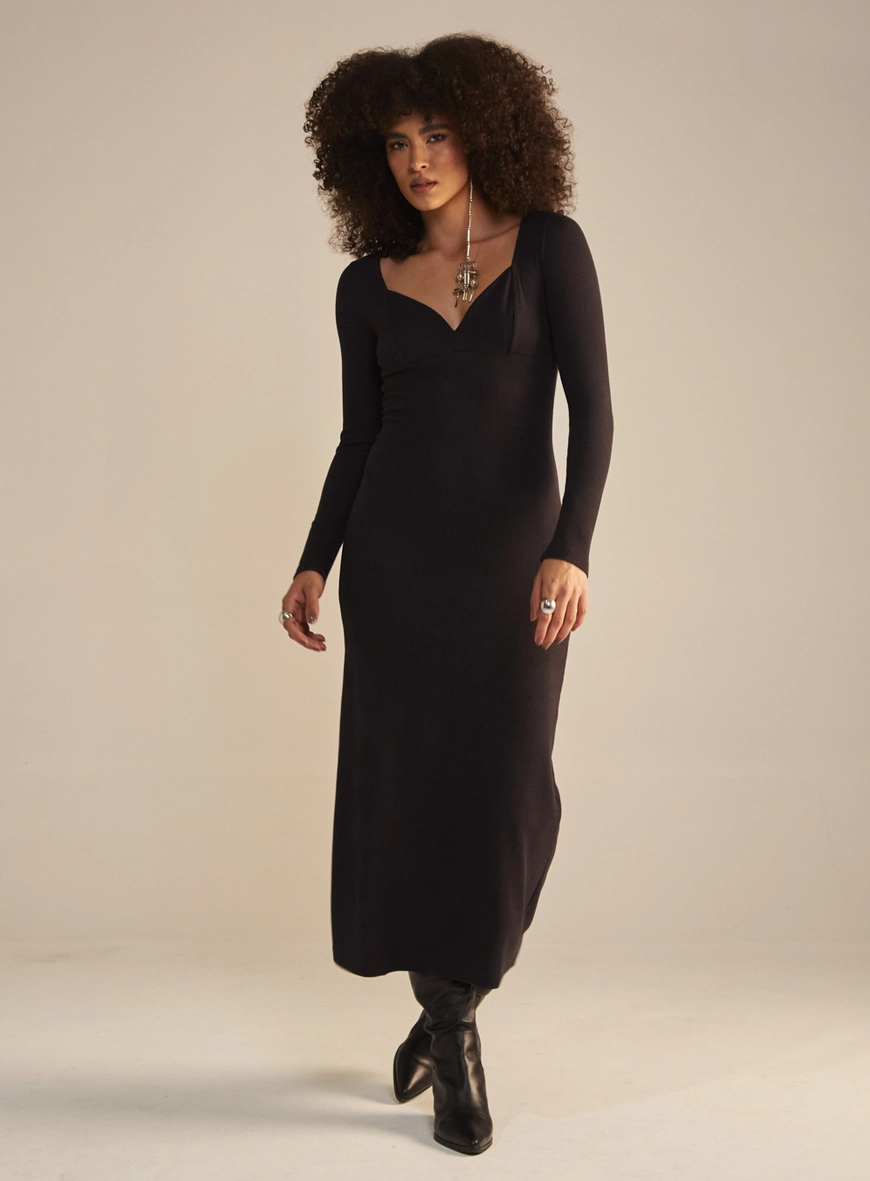 Vestido Canelado Preto 4