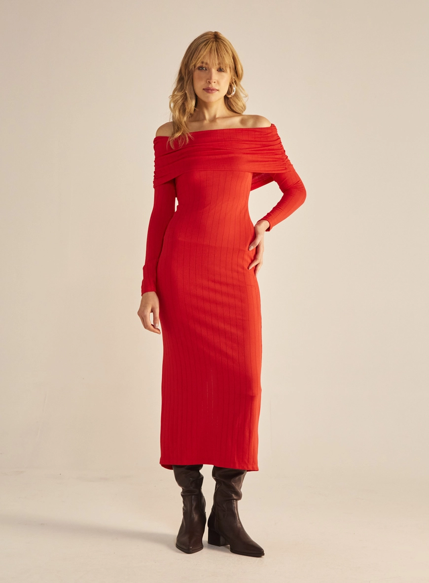 Vestido Canelado Vermelho 1