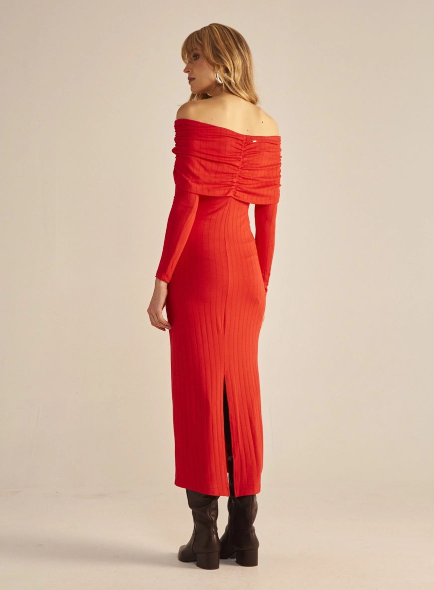 Vestido Canelado Vermelho 3