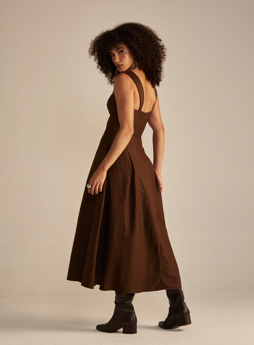 Vestido Linho Marrom 3