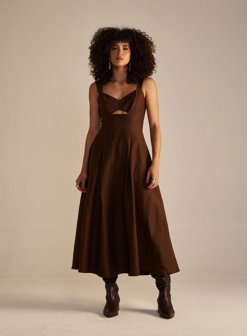 Vestido Linho Marrom 1