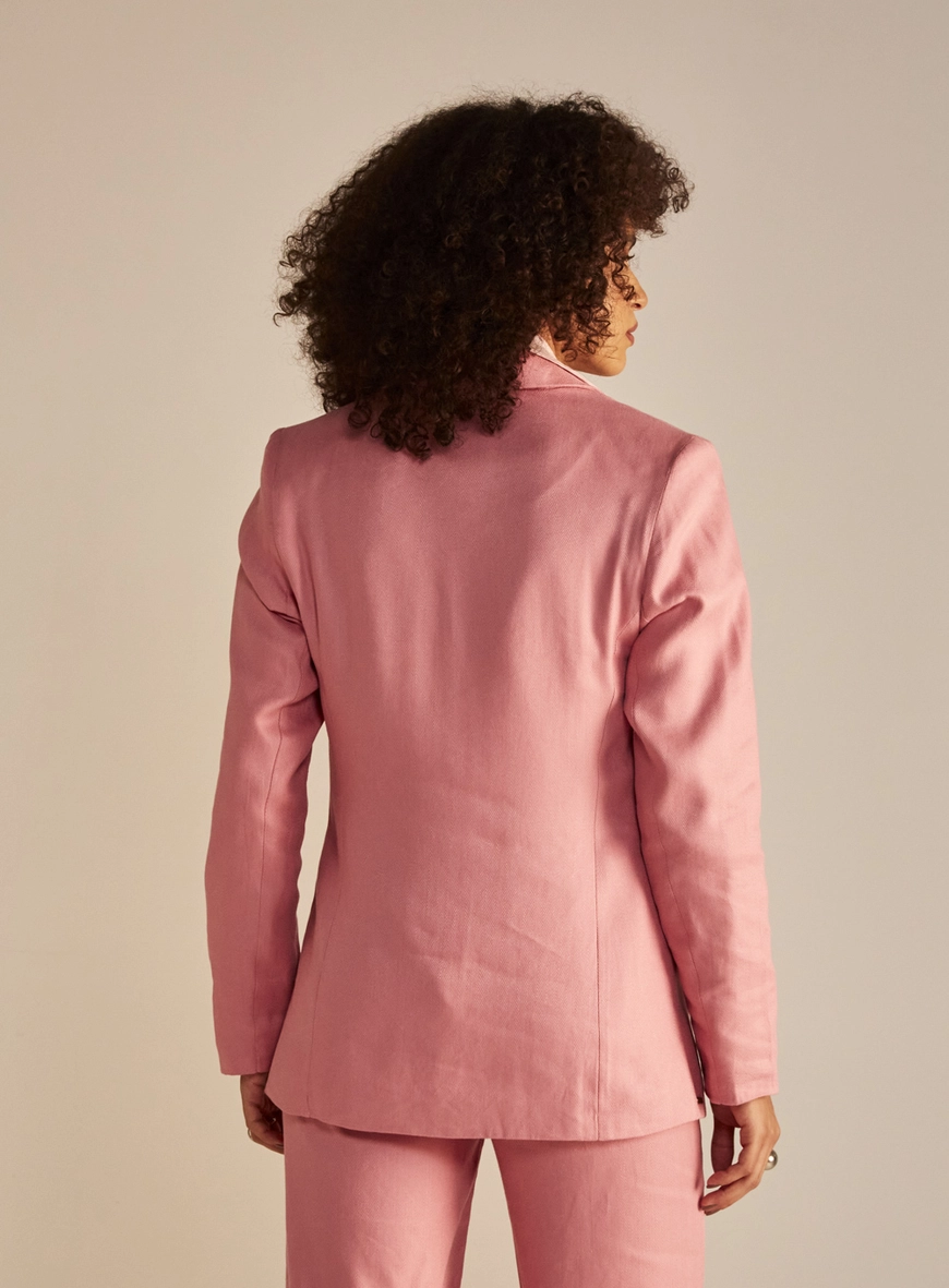 Blazer Feminino Alfaiataria Comfort Botão Único Rosa 3