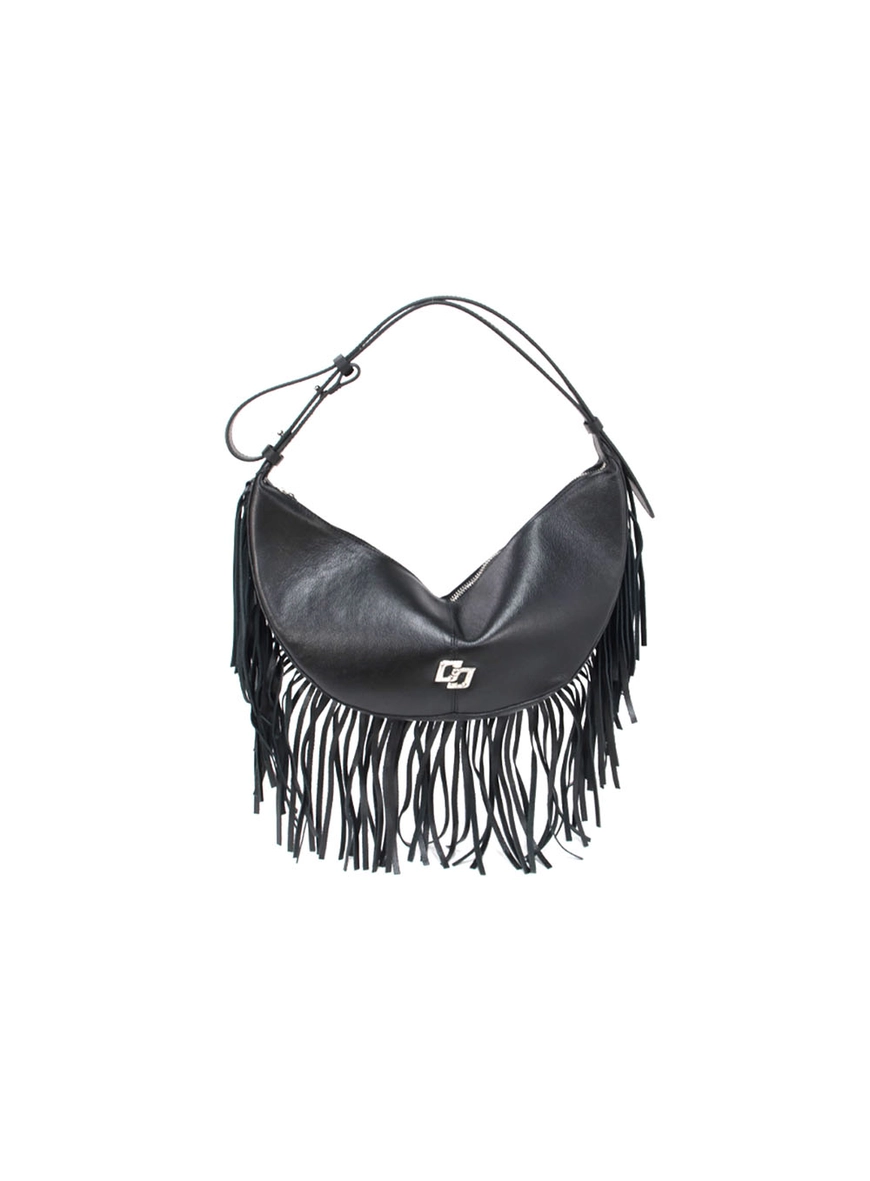 Bolsa Couro Boho Média Com Franja
