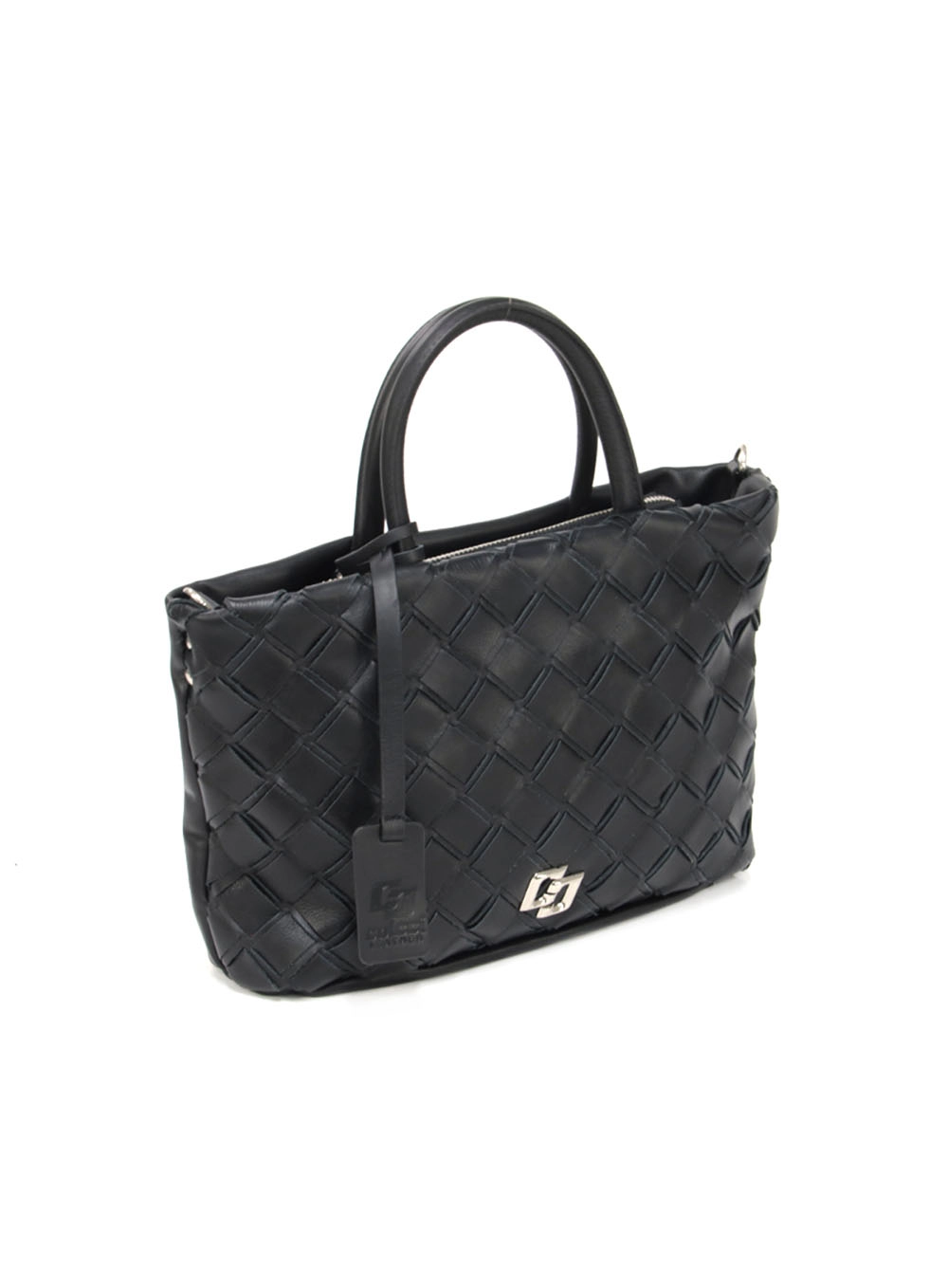 Bolsa Couro Tressê Média Preto