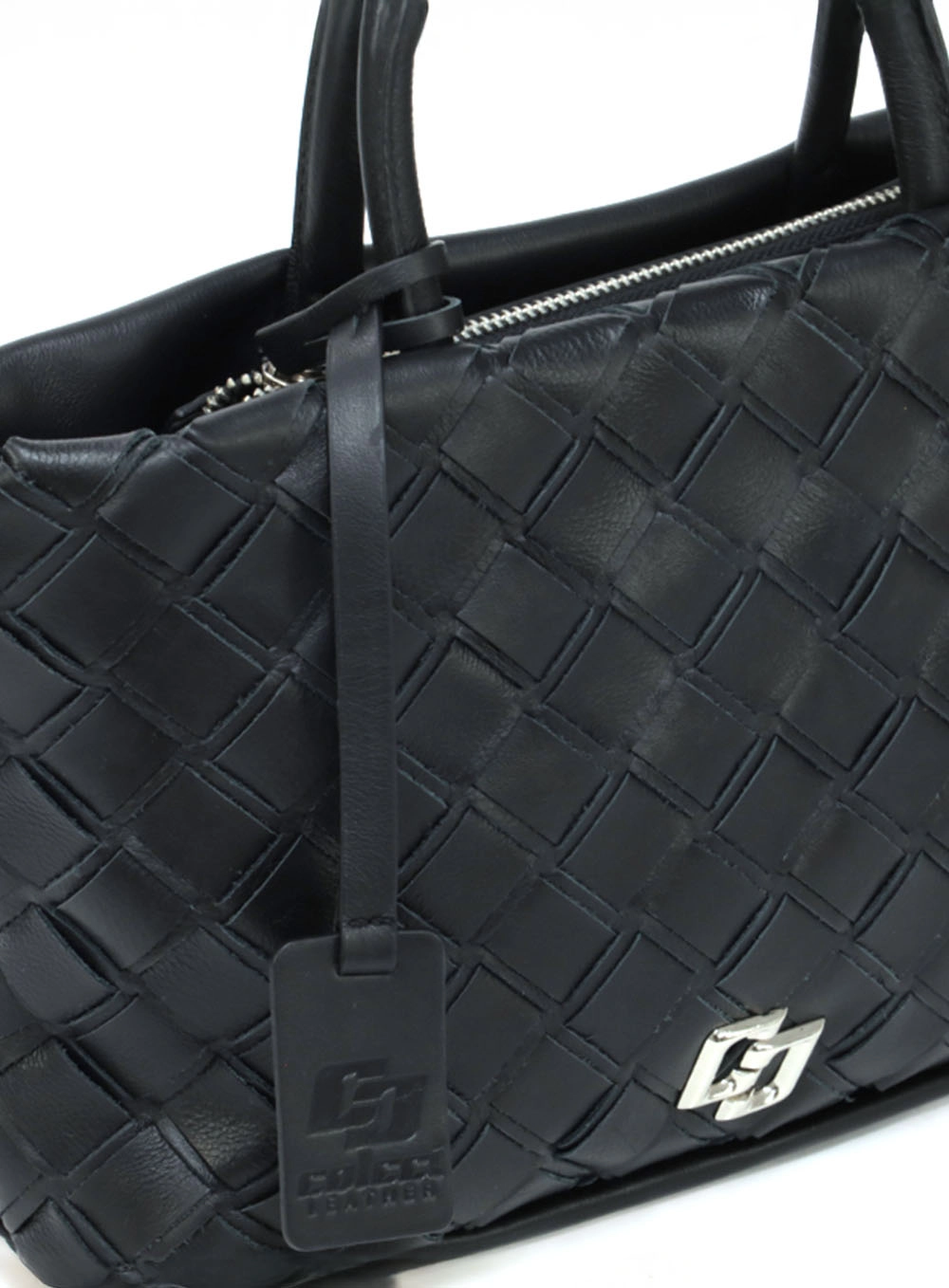 Bolsa Couro Tressê Média Preto
