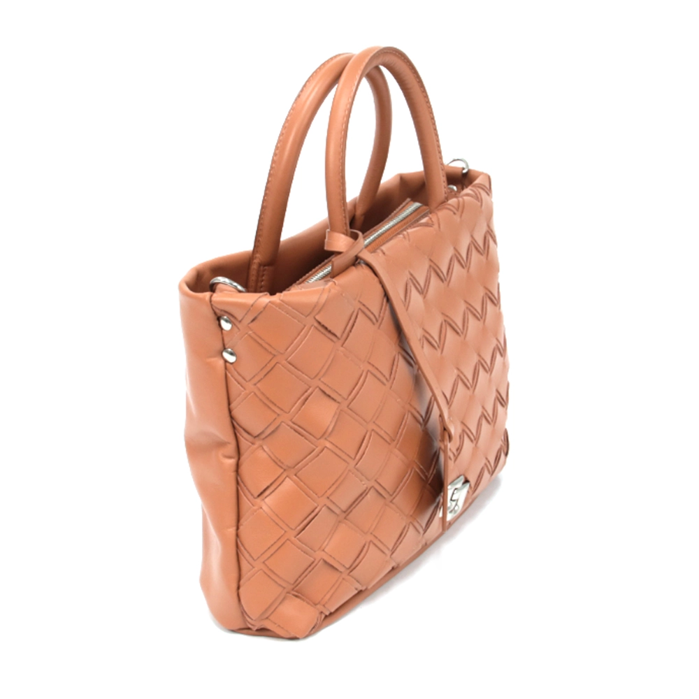 Bolsa Couro Tressê Média Marrom