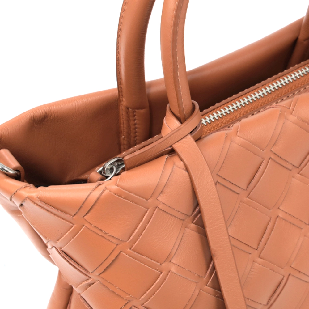 Bolsa Couro Tressê Média Marrom