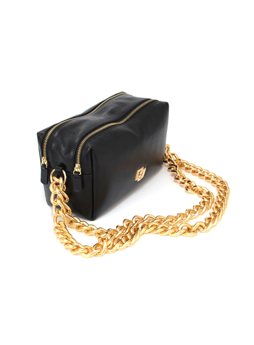 Bolsa Couro Alça Corrente Floter Preto