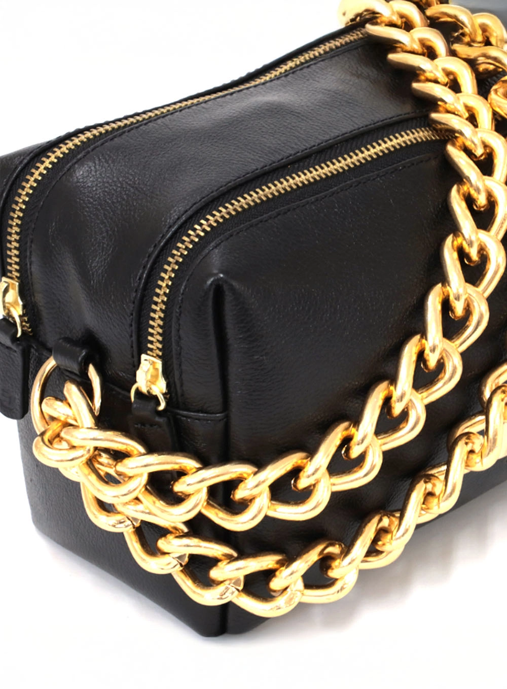 Bolsa Couro Alça Corrente Floter Preto