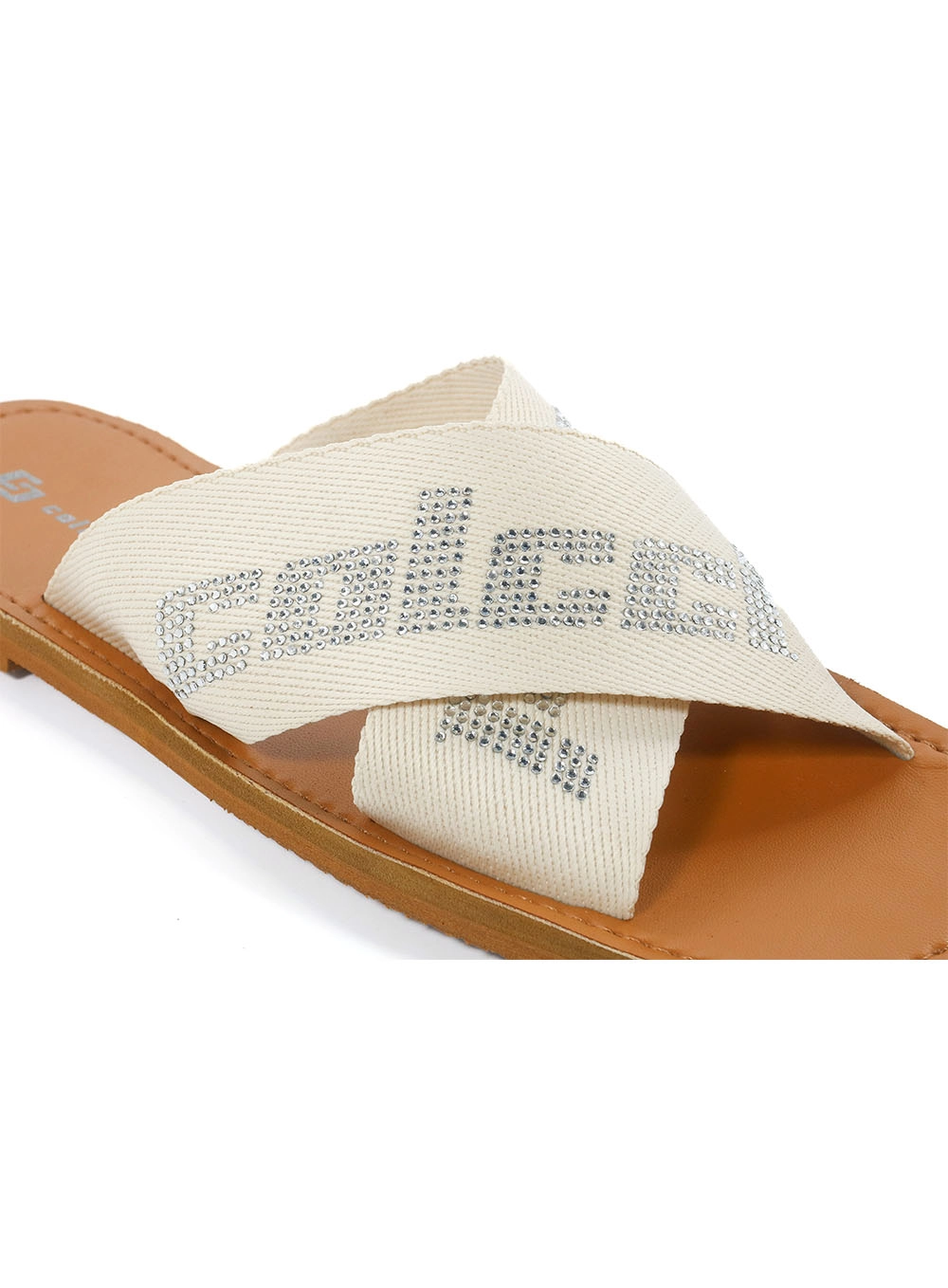 Sandália Rateira Slide Tira Cruzada Fem Colcci Off Shell