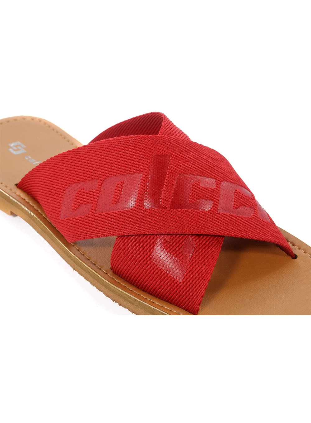 Sandália Feminina Slide Tira Cruzada Colcci Vermelho