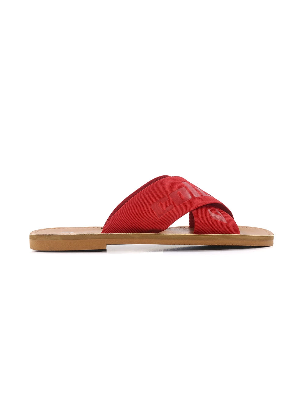 Sandália Feminina Slide Tira Cruzada Colcci Vermelho