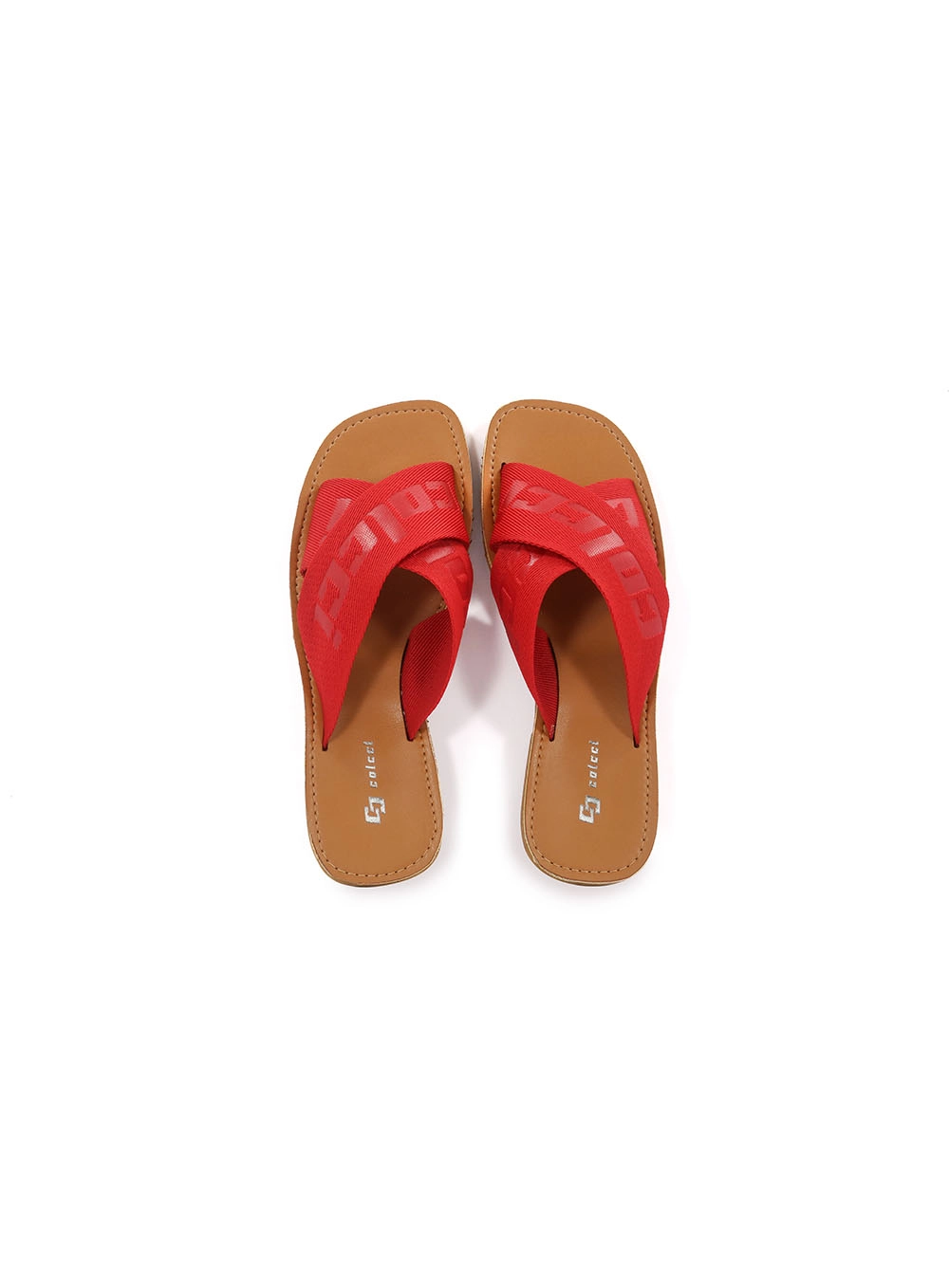 Sandália Feminina Slide Tira Cruzada Colcci Vermelho