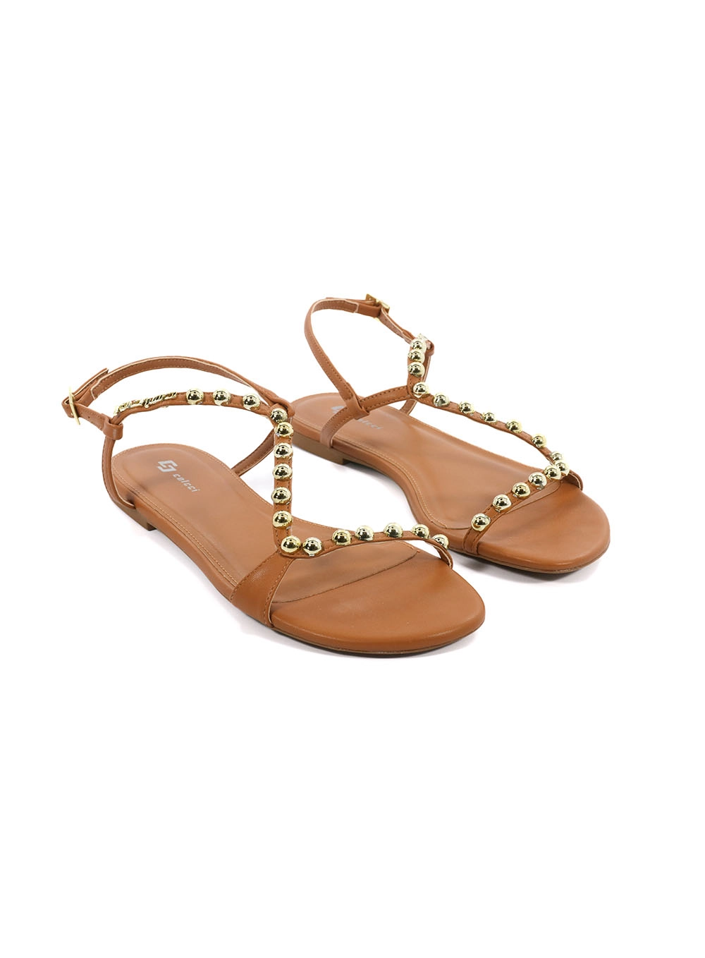 Sandália Fem Colcci Tachas Redondas Marrom