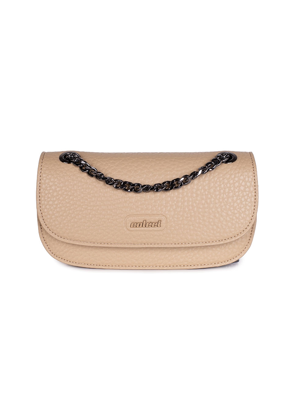 Bolsa Clutch Com Corrente Bege