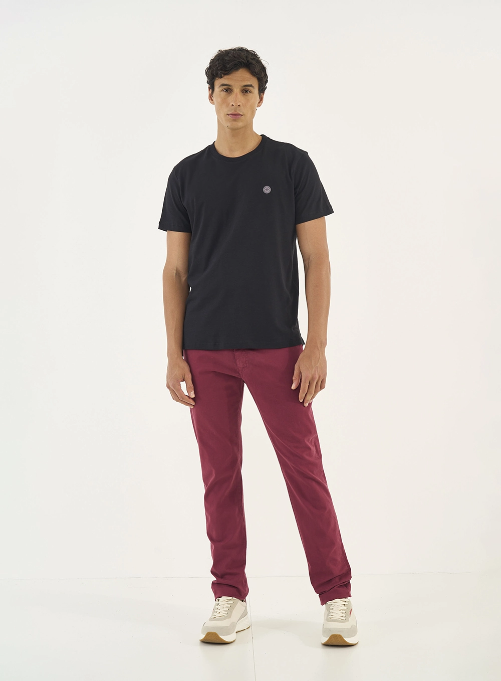 Calça Sarja Masculina Skinny Bordô