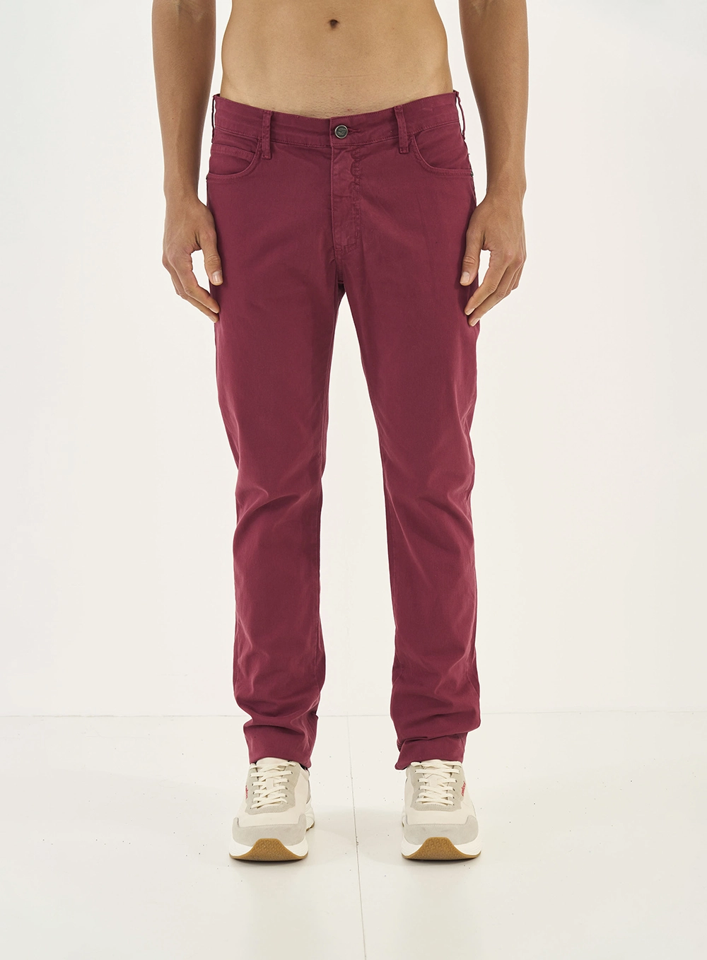 Calça Sarja Masculina Skinny Bordô