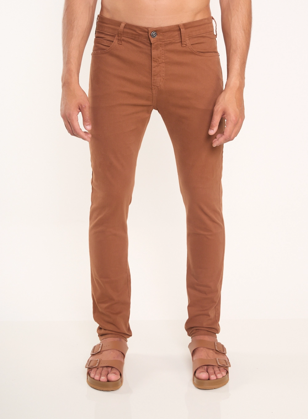 Calça Sarja Masculina Skinny Marrom