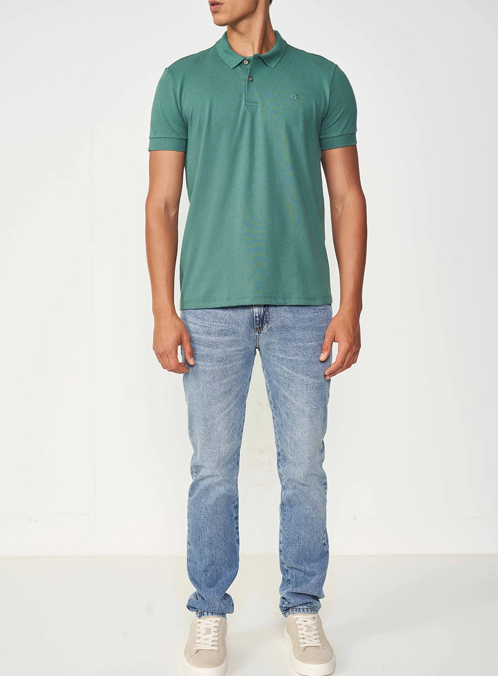 Camisa Polo Masculina Essential Flex Algodão Pima Verde