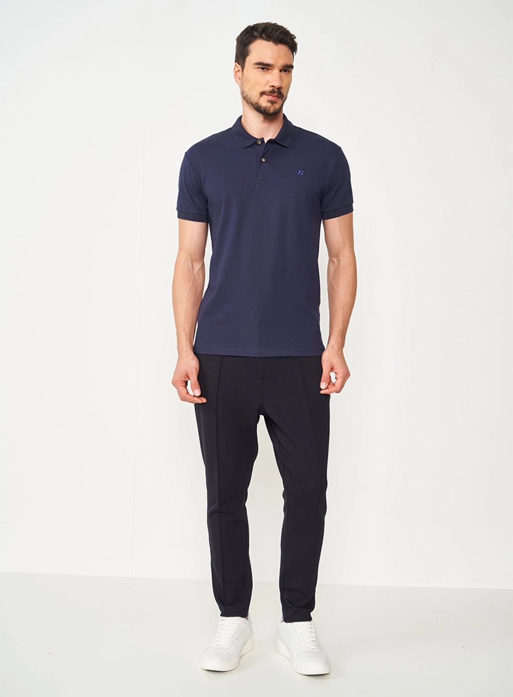 Camisa Polo Masculina Essential Flex Algodão Pima Azul Darkness