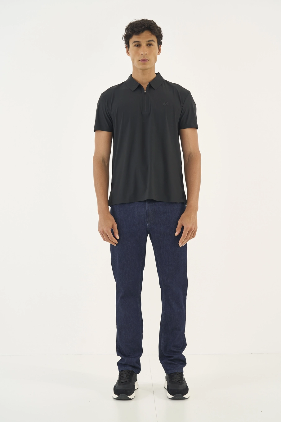 Camisa Polo Flex Gola Zíper Preto