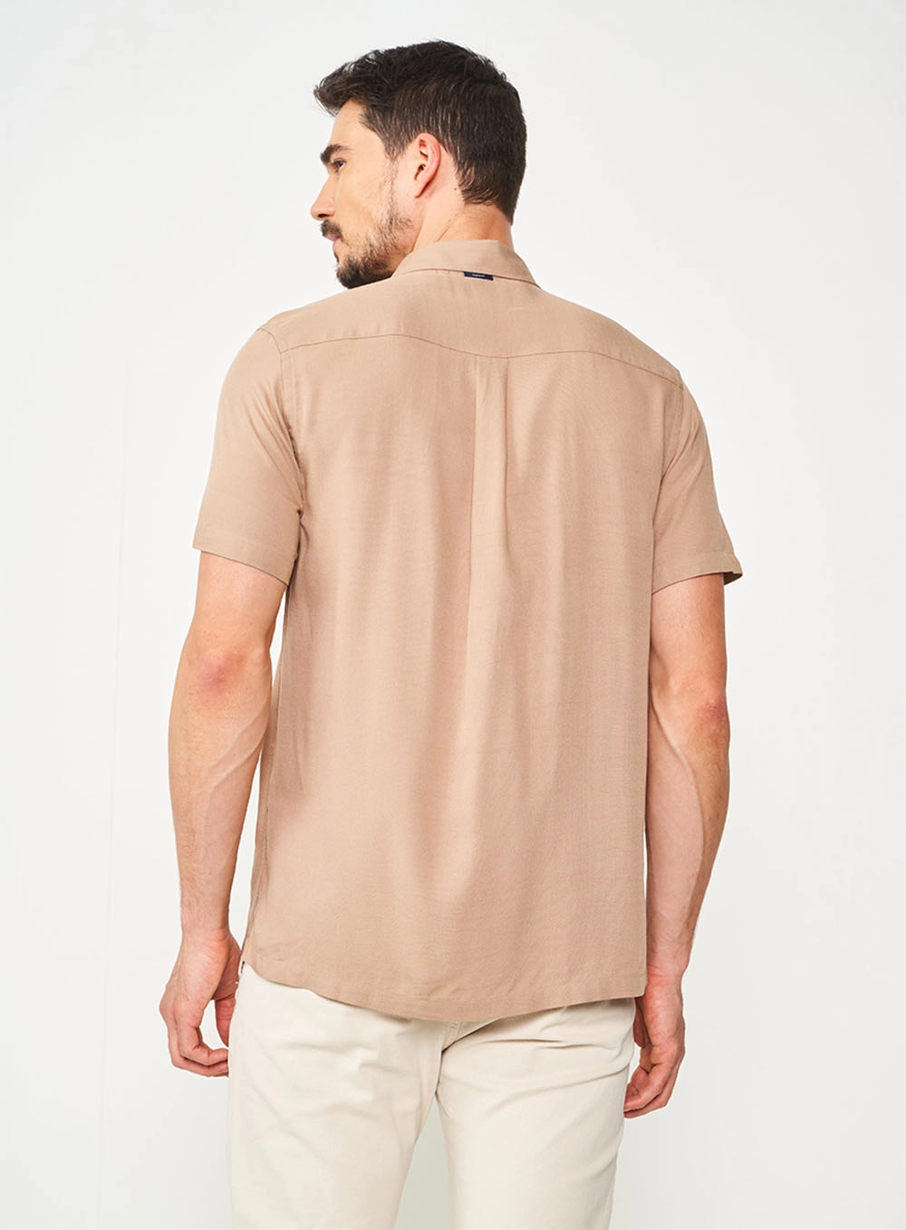 Camisa Relax Manga Curta Bege