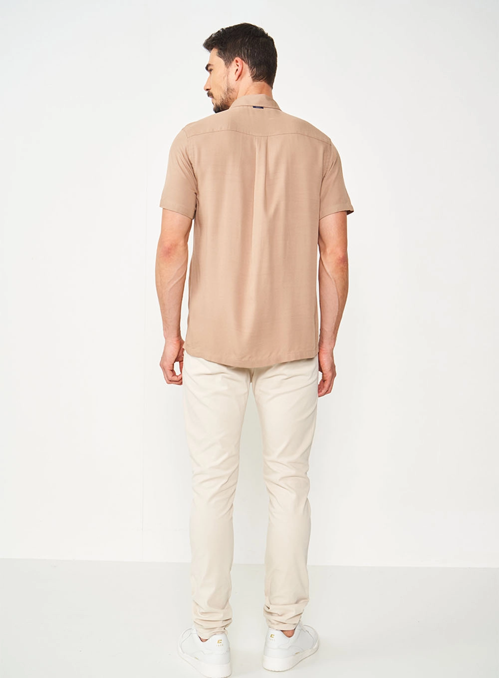 Camisa Relax Manga Curta Bege
