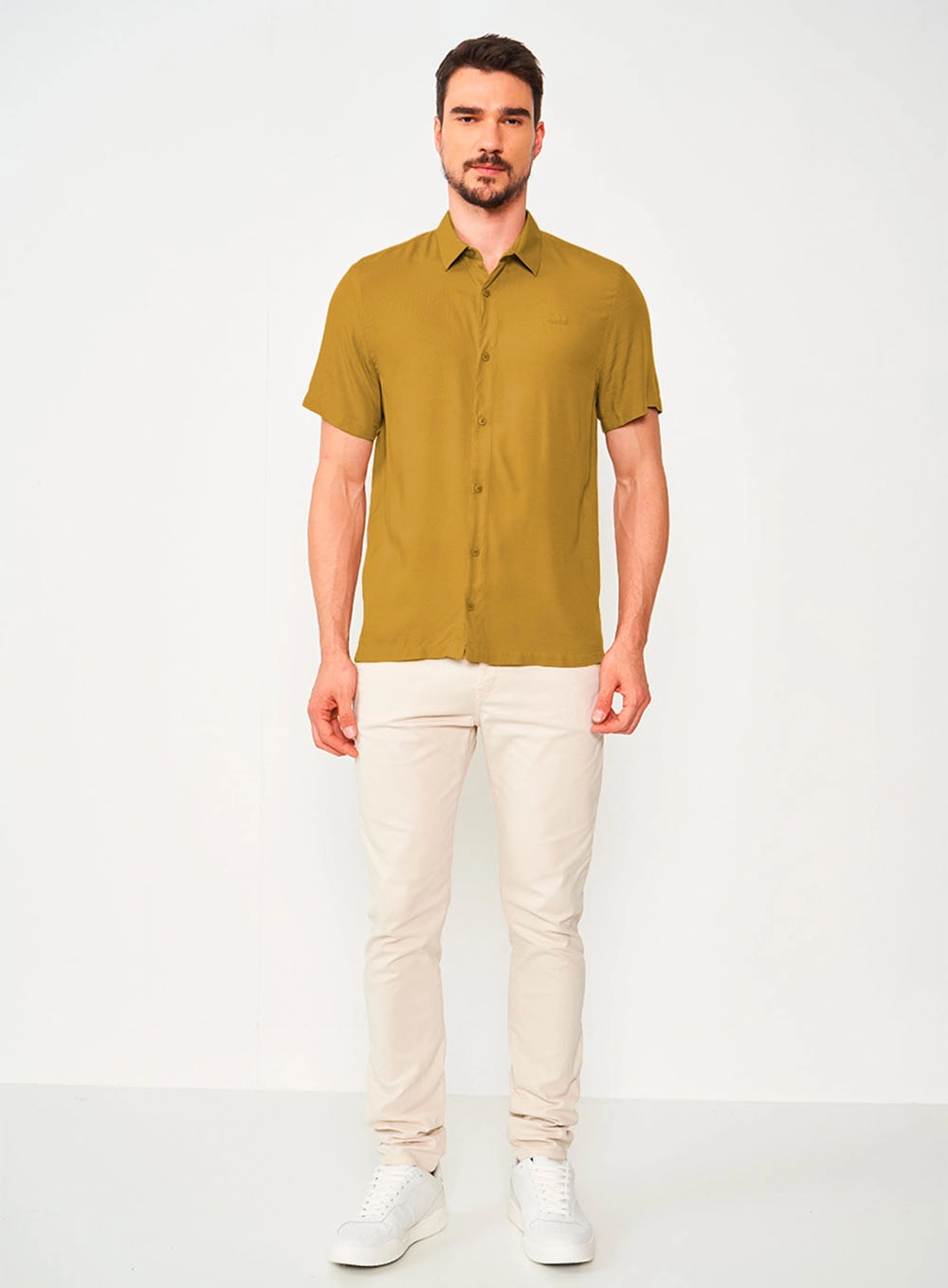 Camisa Relax Manga Curta Amarelo Ochre