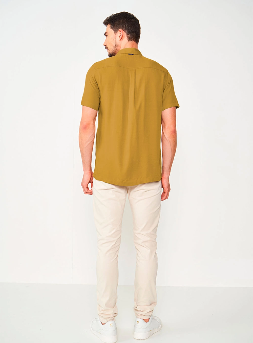 Camisa Relax Manga Curta Amarelo Ochre