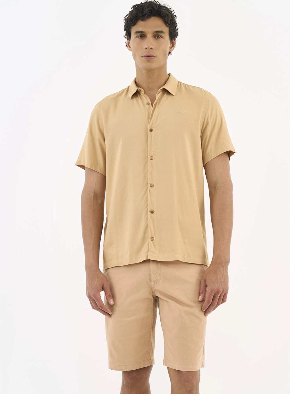 Camisa Relax Manga Curta Bege Bear
