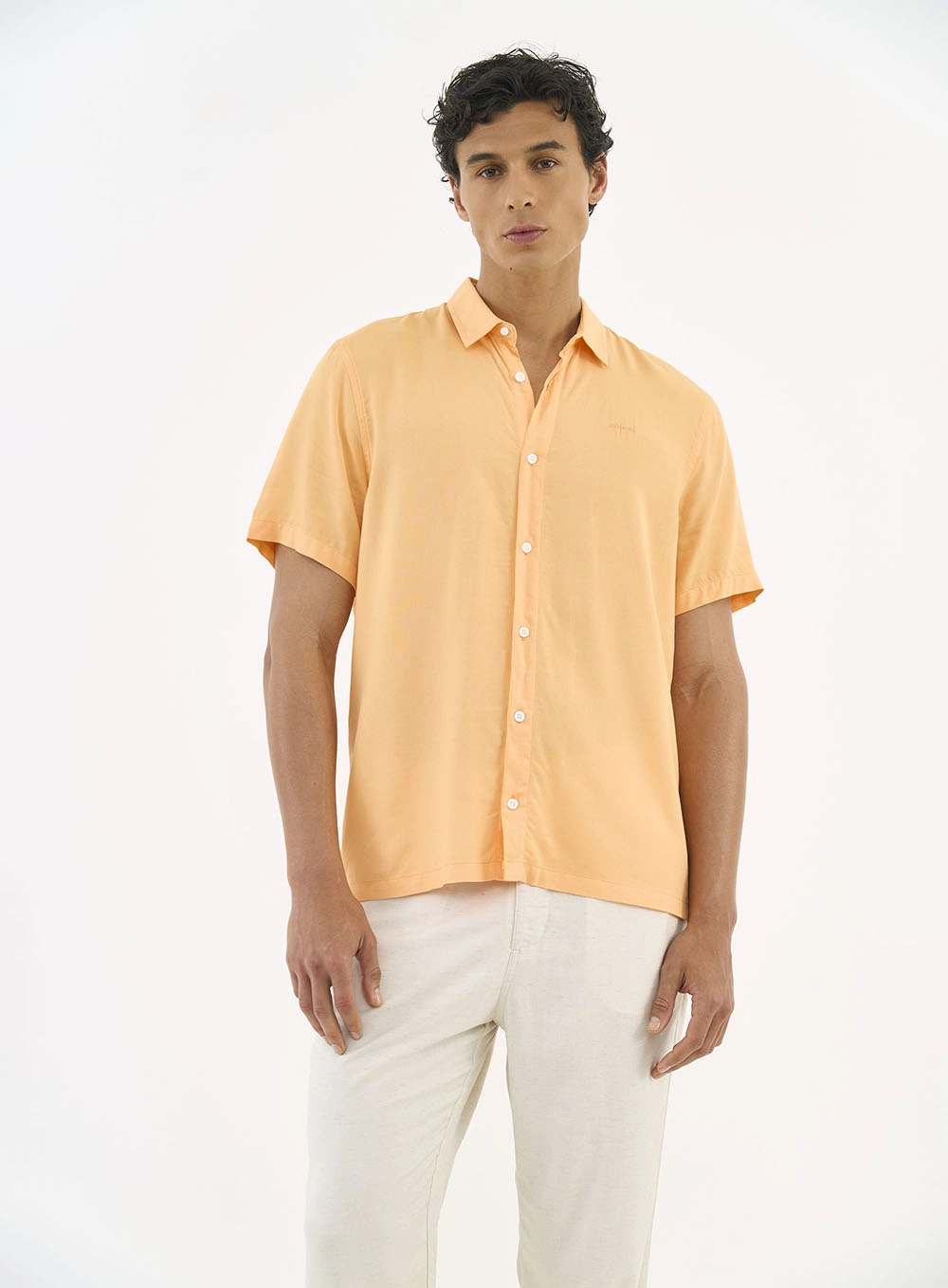 Camisa Relax Manga Curta Laranja